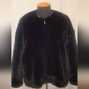 Zara Basic Black Faux Fur jacket